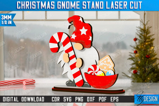 Christmas Gnome Laser Cut | Table Statuette | Christmas Figurine | Holiday | CNC File SVG Fly Design 