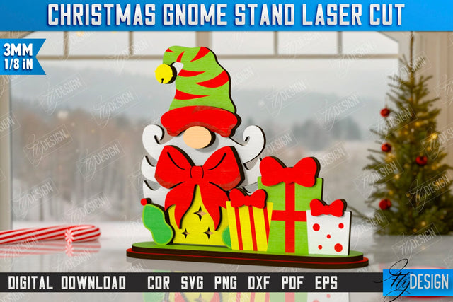 Christmas Gnome Laser Cut | Table Statuette | Christmas Figurine | Holiday | CNC File SVG Fly Design 