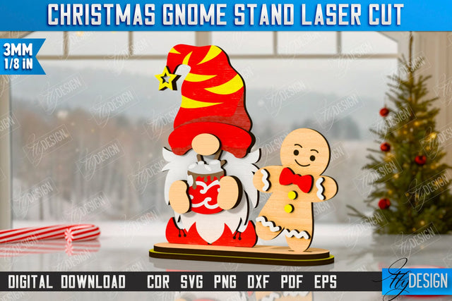 Christmas Gnome Laser Cut | Table Statuette | Christmas Figurine | Holiday | CNC File SVG Fly Design 