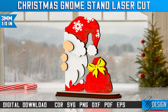 Christmas Gnome Laser Cut | Table Statuette | Christmas Figurine | Holiday | CNC File SVG Fly Design 