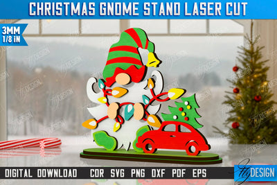 Christmas Gnome Laser Cut | Table Statuette | Christmas Figurine | Holiday | CNC File SVG Fly Design 