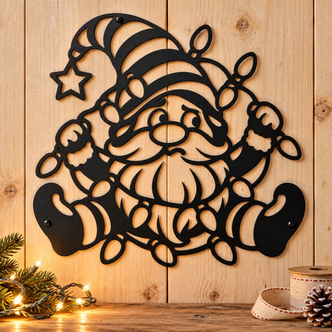 Christmas Gnome Laser SVG | Tangled Christmas Lights DXF | Funny Gnome Metal Wall Art | Holiday Plasma CNC Cutting File SVG HappyDesignStudio 
