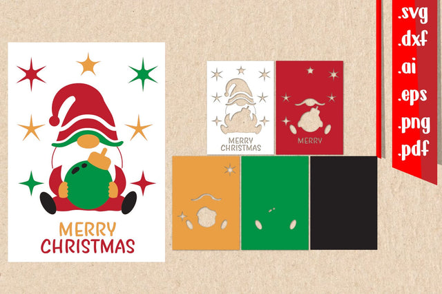 Christmas Gnome Layered Papercut 2 3D Paper zafrans studio 