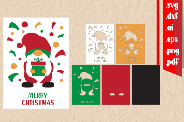 Christmas Gnome Layered Papercut 3 3D Paper zafrans studio 