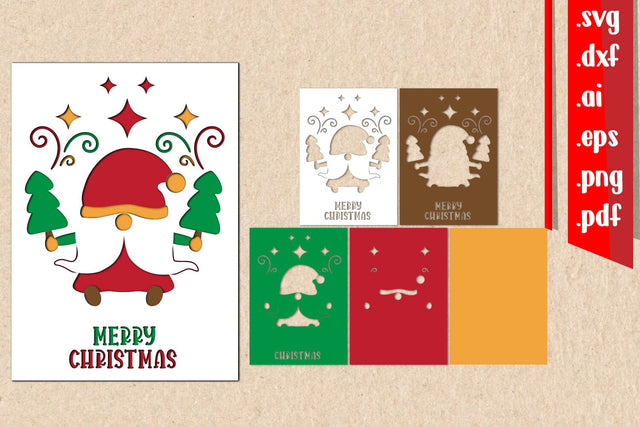 Christmas Gnome Layered Papercut 3D Paper zafrans studio 