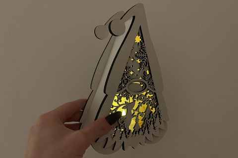 Christmas Gnome Light Box, Laser Cut Template SVG LaserCutano 