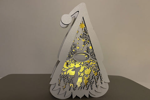 Christmas Gnome Light Box, Laser Cut Template SVG LaserCutano 