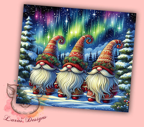 Christmas Gnome Northern Lights 20 oz Skinny Tumbler Sublimation Design, Straight & Tapered Tumbler Png, Christmas Gnomes Tumbler Png, Digital Download PNG Sublimation Lara' s Designs 