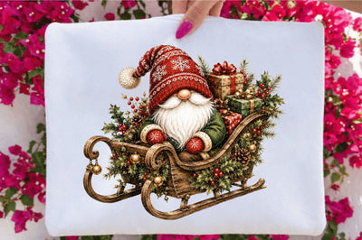 Christmas Gnome Sleigh PNG Clipart Sublimation SVGArt 