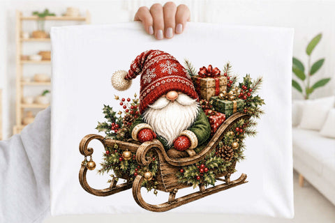 Christmas Gnome Sleigh PNG Clipart Sublimation SVGArt 