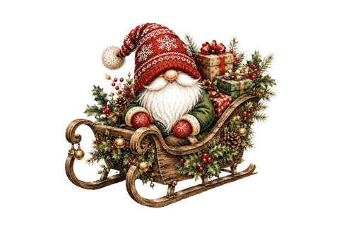Christmas Gnome Sleigh PNG Clipart Sublimation SVGArt 