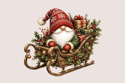 Christmas Gnome Sleigh PNG Clipart Sublimation SVGArt 