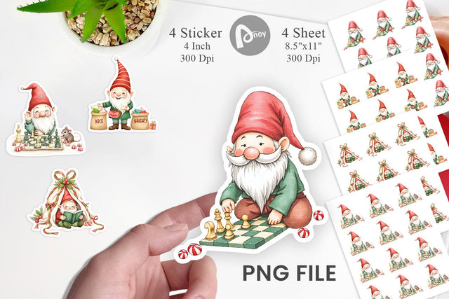 Christmas Gnome Sticker Sublimation artnoy 