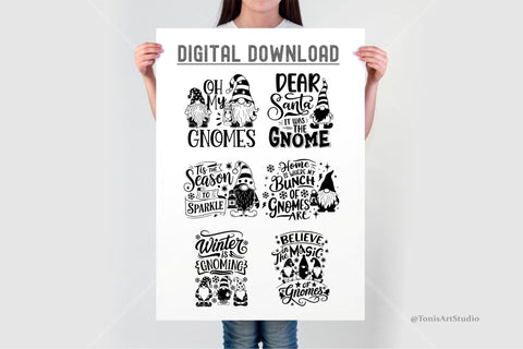 Christmas Gnome SVG Bundle | 20 Gnome T-Shirt Designs | Festive Holiday Quotes SVG TonisArtStudio 