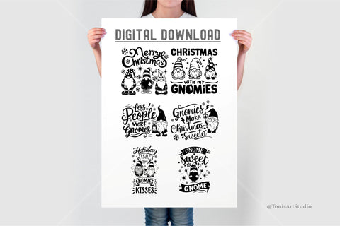 Christmas Gnome SVG Bundle | 20 Gnome T-Shirt Designs | Festive Holiday Quotes SVG TonisArtStudio 