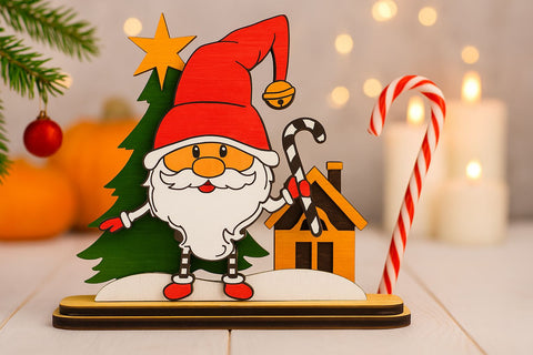 Christmas Gnome SVG – Laser Cut Wooden Holiday Figurine SVG LaserCutano 