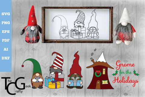 Christmas Gnome SVG Set SVG The Crafty Geek 