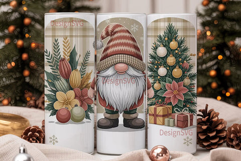 Christmas Gnome Trio 20oz Tumbler Wrap Sublimation DesignSVG 