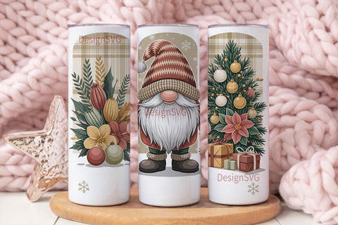 Christmas Gnome Trio 20oz Tumbler Wrap Sublimation DesignSVG 