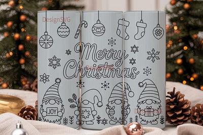 Christmas Gnome Tumbler Wrap Sublimation DesignSVG 