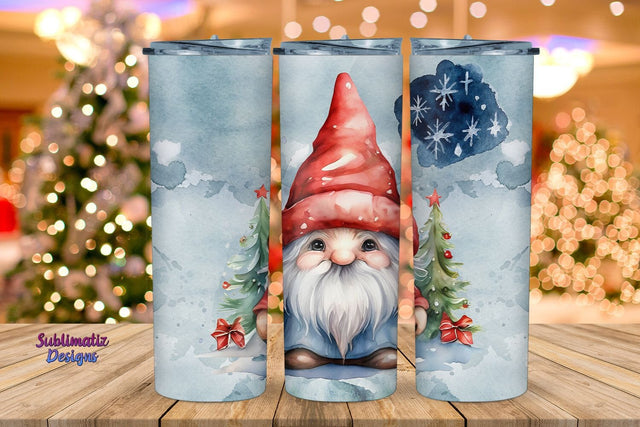Christmas gnome tumbler wrap watercolor | 20 oz Skinny Tumbler Wrap Sublimation Christmas Design Sublimation Sublimatiz Designs 