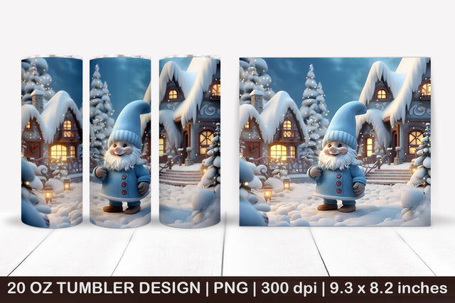 Christmas gnome tumbler,3d christmas tumbler,3D Christmas Sublimation KsenyaArt 