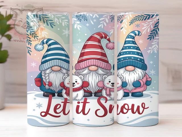 Christmas Gnome Winter Wonderland Tumbler, Winter Wonderland Sublimation Design, Snowflake Polar Bear Art, 20oz Holiday Tumbler, Whimsical Winter Mug, Festive Gnome Cup, Seasonal Let It Snow Wrap Sublimation Lara' s Designs 