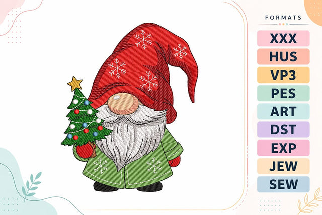 Christmas Gnome with Snowflake Hat and Tree Embroidery Design Embroidery/Applique DESIGNS sg embroidery 