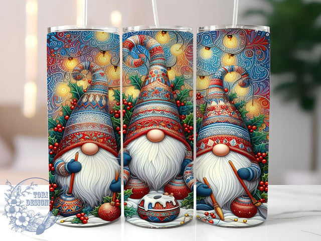 Christmas Gnomes 20oz Skinny Tumbler, Christmas Tumbler Png, Straight & Tapered Tumbler Wrap, Instant Digital Download Sublimation ToriDesigns 