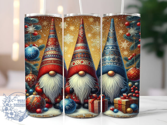 Christmas Gnomes 20oz Skinny Tumbler PNG, Cute Gnomes Tumbler Sublimation Wrap, Straight & Tapered Tumbler Wrap, Instant Digital Download Sublimation ToriDesigns 