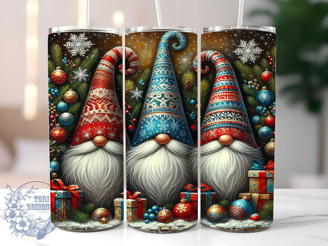 Christmas Gnomes 20oz Skinny Tumbler PNG, Cute Gnomes Tumbler Sublimation Wrap, Straight & Tapered Tumbler Wrap, Instant Digital Download Sublimation ToriDesigns 