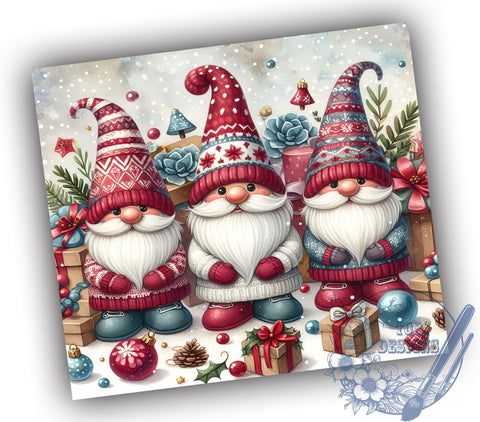 Christmas Gnomes 20oz Skinny Tumbler PNG, Gnomes Tumbler Sublimation Wrap, Straight & Tapered Tumbler Wrap, Instant Digital Download Sublimation ToriDesigns 
