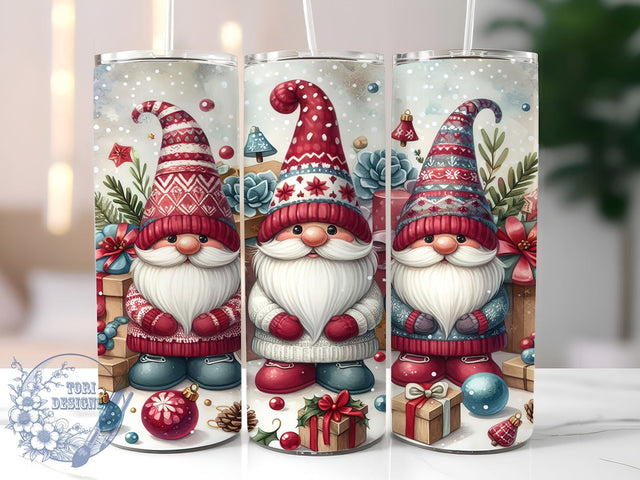 Christmas Gnomes 20oz Skinny Tumbler PNG, Gnomes Tumbler Sublimation Wrap, Straight & Tapered Tumbler Wrap, Instant Digital Download Sublimation ToriDesigns 
