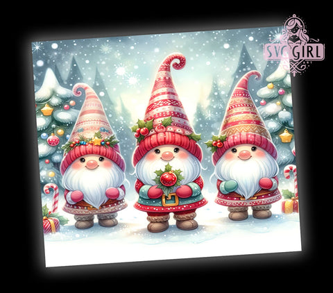 Christmas Gnomes, 20oz Tumbler, Holiday PNG, Gnome Design, Festive Decor, Tumbler Wrap, Xmas Gift, Sublimation Art Sublimation SvggirlplusArt 