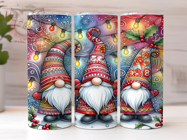 Christmas Gnomes 20oz Tumbler Png, Straight & Tapered Tumbler Png, Gnome Tumbler Png, Digital Download PNG Sublimation Lara' s Designs 