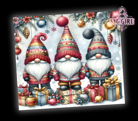 Christmas Gnomes 20oz Tumbler Sublimation Design, Straight Tapered Tumbler Wrap, Gnomes Tumbler, Instant Digital Download Sublimation SvggirlplusArt 