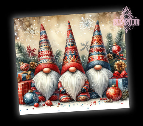 Christmas Gnomes 20oz Tumbler Wrap Sublimation Design, Straight Tapered Tumbler Wrap, Cute Gnomes Tumbler Png, Instant Digital Download Sublimation SvggirlplusArt 
