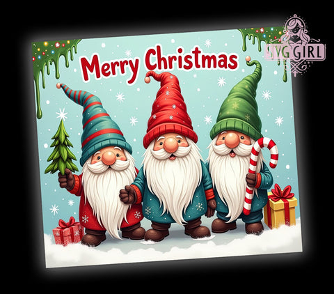 Christmas Gnomes 20oz Tumbler Wrap Sublimation Design, Straight Tapered Tumbler Wrap, Merry Christmas Tumbler Png, Instant Digital Download Sublimation SvggirlplusArt 