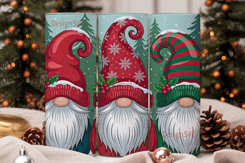 Christmas Gnomes 20oz Tumbler Wrap Sublimation DesignSVG 