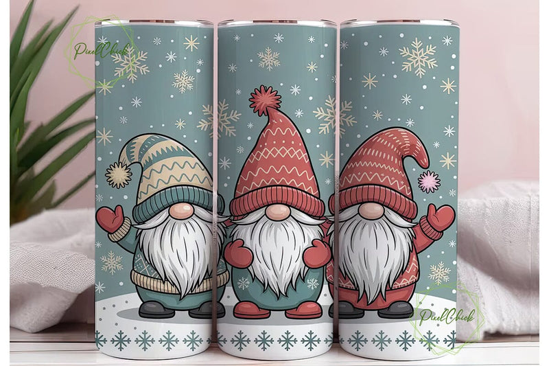 Christmas Gnomes 20oz Tumbler Wrap Sublimation PixelChick 