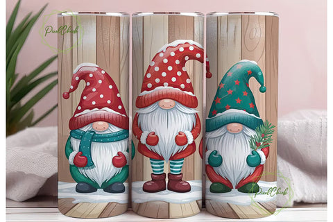 Christmas Gnomes 20oz Tumbler Wrap Sublimation PixelChick 