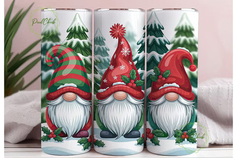 Christmas Gnomes 20oz Tumbler Wrap Sublimation PixelChick 