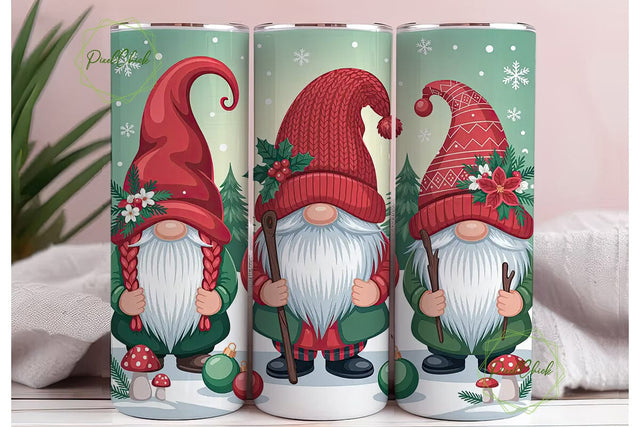 Christmas Gnomes 20oz Tumbler Wrap Sublimation PixelChick 