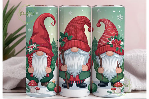 Christmas Gnomes 20oz Tumbler Wrap Sublimation PixelChick 