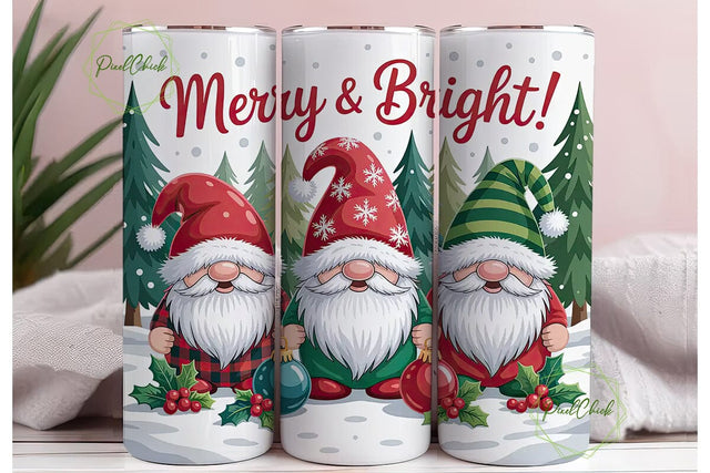 Christmas Gnomes 20oz Tumbler Wrap Sublimation PixelChick 