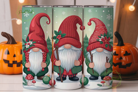 Christmas Gnomes 20oz Tumbler Wrap Sublimation PixelChick 