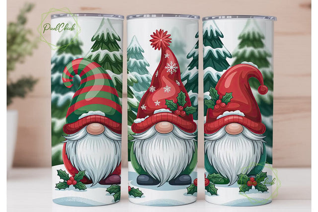 Christmas Gnomes 20oz Tumbler Wrap Sublimation PixelChick 
