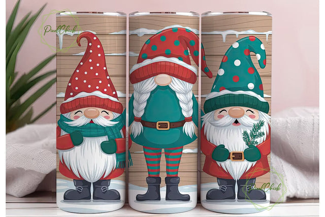 Christmas Gnomes 20oz Tumbler Wrap Sublimation PixelChick 