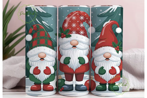 Christmas Gnomes 20oz Tumbler Wrap Sublimation PixelChick 