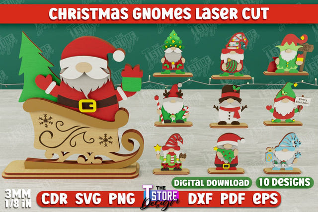 Christmas Gnomes Bundle | Table Statuette | Christmas Figurine | Holiday | CNC Files SVG The T Store Design 